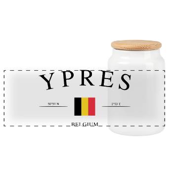 Ypres Ypres Belgique – Souvenir et cadeau de vacances - Boîte à biscuits avec couvercle en bois - blanc - Devant