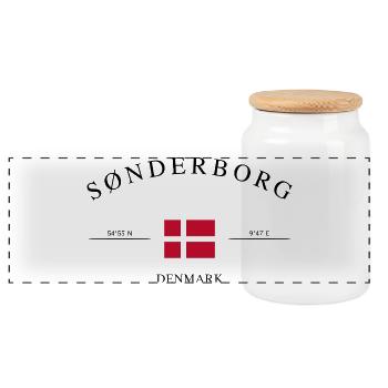 Sønderborg, Danemark – Souvenir et cadeau de Noël - Boîte à biscuits avec couvercle en bois - blanc - Devant