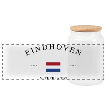 Eindhoven, Pays-Bas – Souvenir et cadeau de vacances - Boîte à biscuits avec couvercle en bois - blanc - Devant