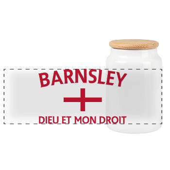 Barnsley-Emblem England-Flagge - Panorama Keksdose mit Holzdeckel - Weiß - Vorne