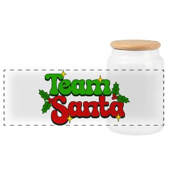 Santa Claus gift idea for festive mood - Panoramic Cookie Jar with Wooden Lid - white - Front