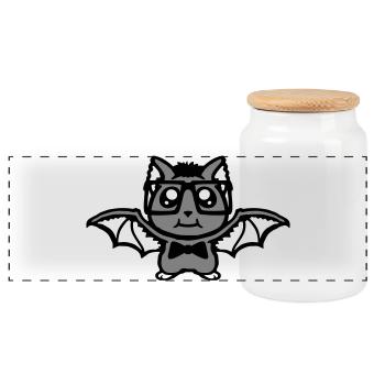 mignon nerd chauve-souris lunettes noeud papillon Halloween geek - Boîte à biscuits avec couvercle en bois - blanc - Devant