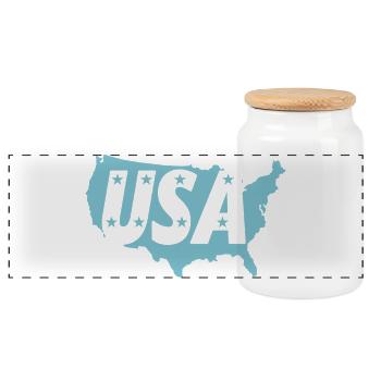 Blaue USA-Karte mit Sternen - Panorama Keksdose mit Holzdeckel - Weiß - Vorne
