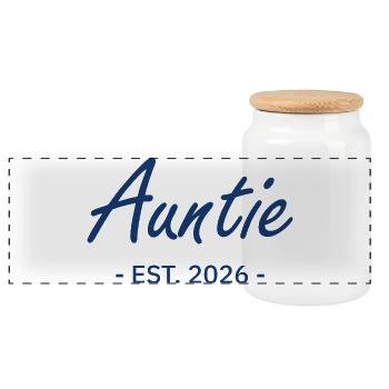 Auntie Script Est 2026 - Boîte à biscuits avec couvercle en bois - blanc - Devant