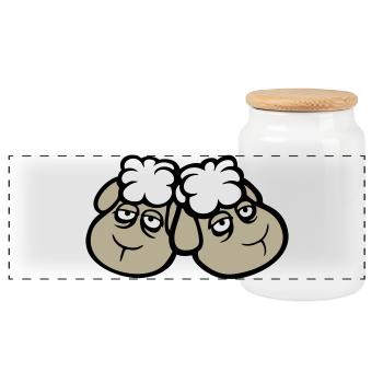 Couple de moutons Fatigué Triste Somnolent Ami épuisé - Boîte à biscuits avec couvercle en bois - blanc - Devant
