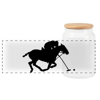 Polo - Boîte à biscuits avec couvercle en bois - blanc - Devant