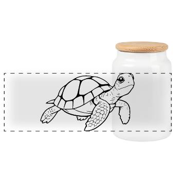 Schildkröte Schildkröten Geschenk - Panorama Keksdose mit Holzdeckel - Weiß - Vorne