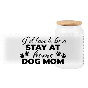 Au foyer chien maman - Boîte à biscuits avec couvercle en bois - blanc - Devant