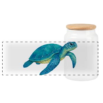Tortue de mer bleue Aquarelle - Boîte à biscuits avec couvercle en bois - blanc - Devant