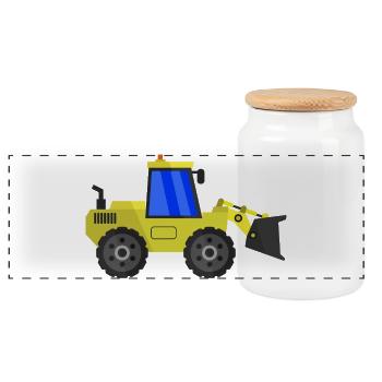 Excavatrice - Boîte à biscuits avec couvercle en bois - blanc - Devant