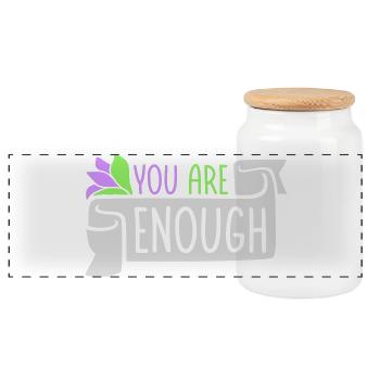 You Are Enough Selbstliebe Motivationsspruch Zitat - Panorama Keksdose mit Holzdeckel - Weiß - Vorne