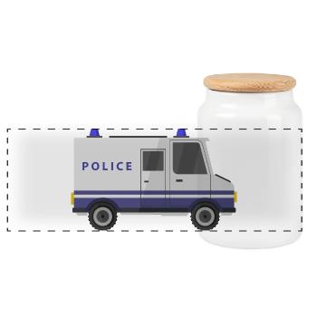 Fourgon de police - Boîte à biscuits avec couvercle en bois - blanc - Devant