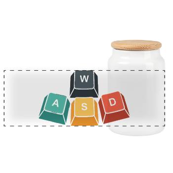 WASD Tastatur Lustig Gaming Geschenk Zocker - Panorama Keksdose mit Holzdeckel - Weiß - Vorne