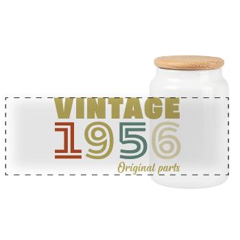1956 Vintage Rétro Cadeau D'anniversaire - Boîte à biscuits avec couvercle en bois - blanc - Devant