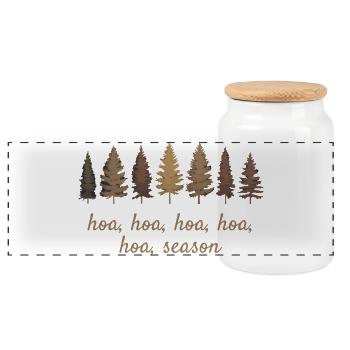 Ho, Ho, Ho Saison Forêt Douillette - Boîte à biscuits avec couvercle en bois - blanc - Devant