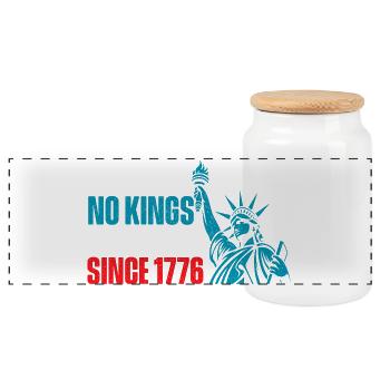 Wir, das Volk, keine Könige Amerika, patriotisch - Panorama Keksdose mit Holzdeckel - Weiß - Vorne
