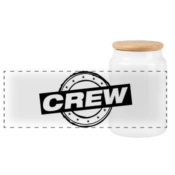 Crew Stamp - Panoramic Cookie Jar with Wooden Lid - white - Front