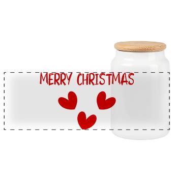 NOËL. JOYEUX NOËL. MERRY CHRISTMAS. PÈRE NOËL - Boîte à biscuits avec couvercle en bois - blanc - Devant