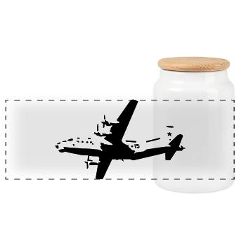 Antonov 12 - Panoramic Cookie Jar with Wooden Lid - white - Front