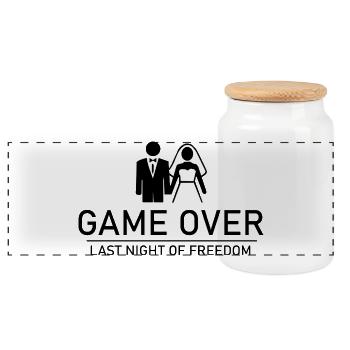 Partie terminée – Dernière nuit de liberté Hochzeit JGA - Boîte à biscuits avec couvercle en bois - blanc - Devant