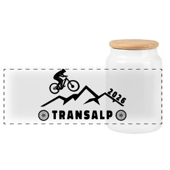 Transalp à vélo 2026 - Boîte à biscuits avec couvercle en bois - blanc - Devant