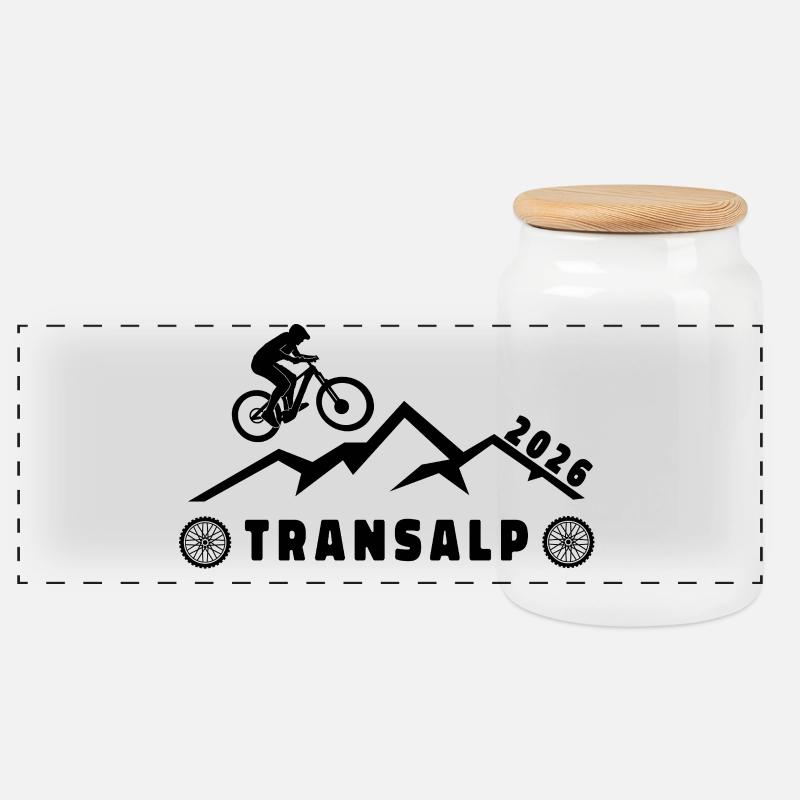 Transalp à vélo 2026 - Boîte à biscuits avec couvercle en bois - blanc