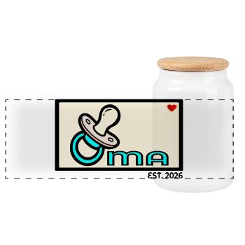 Annonce du bébé - Famille grand-mère 2026 - Boîte à biscuits avec couvercle en bois - blanc - Devant