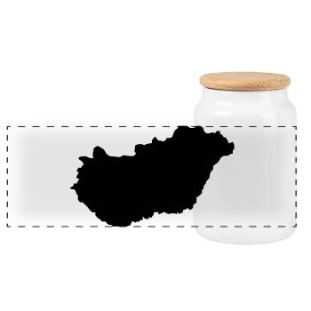 Hungary Country - Panoramic Cookie Jar with Wooden Lid - white - Front