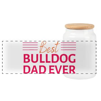 Meilleur père bouledogue de tous les temps - Boîte à biscuits avec couvercle en bois - blanc - Devant