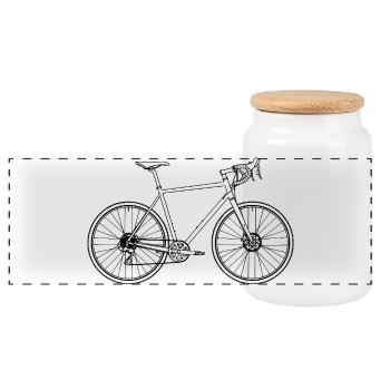 Rennrad Minimal Art Retro – Geschwindigkeit pur - Panorama Keksdose mit Holzdeckel - Weiß - Vorne