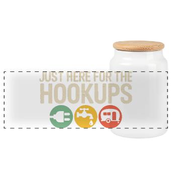 Trio de rencontres : icônes du camping en camping-car - Boîte à biscuits avec couvercle en bois - blanc - Devant