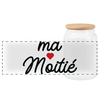 Ma Cœur Motié - Boîte à biscuits avec couvercle en bois - blanc - Devant