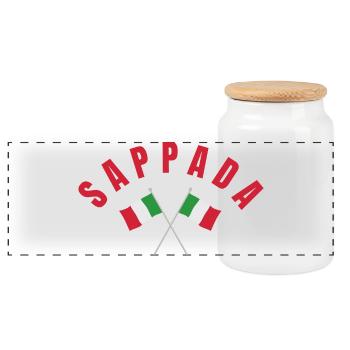 Sappada Italien Flaggen - Panorama Keksdose mit Holzdeckel - Weiß - Vorne