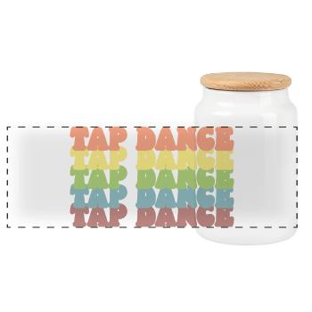 Pastell Regenbogen Tap Dance - Panorama Keksdose mit Holzdeckel - Weiß - Vorne