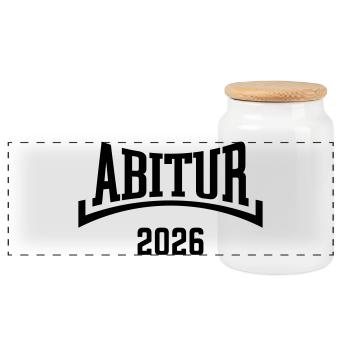 Abitur 2026 (Abiturient / Abi 26 / Konkav / B) - Panorama Keksdose mit Holzdeckel - Weiß - Vorne