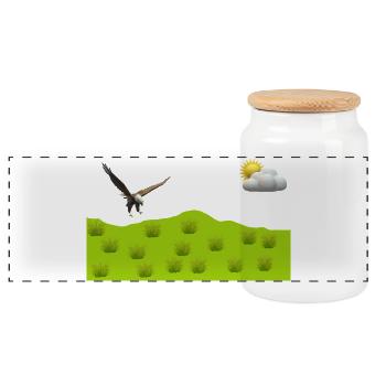 Aigle sur un paysage vert - Boîte à biscuits avec couvercle en bois - blanc - Devant