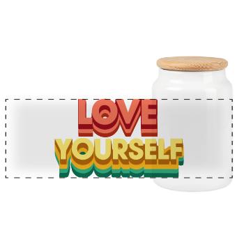 Retro Regenbogen-Selbstliebe - Panorama Keksdose mit Holzdeckel - Weiß - Vorne