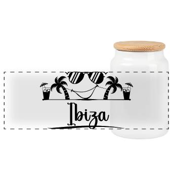 Ibiza - Boîte à biscuits avec couvercle en bois - blanc - Devant