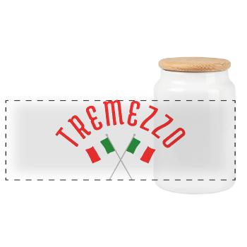 Tremezzo Italian Flags  - Panoramic Cookie Jar with Wooden Lid - white - Front