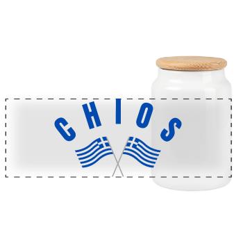 Chios Croisé des drapeaux grecs - Boîte à biscuits avec couvercle en bois - blanc - Devant