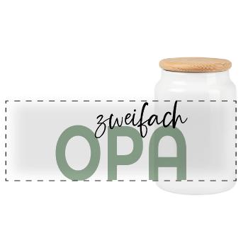 Baby Zweifach Opa - Panorama Keksdose mit Holzdeckel - Weiß - Vorne