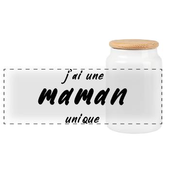 j-ai_une_maman_unique - Boîte à biscuits avec couvercle en bois - blanc - Devant