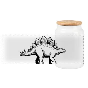 Stegosaurus - Panorama Keksdose mit Holzdeckel - Weiß - Vorne