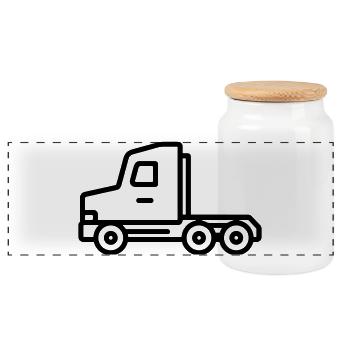 camion - Boîte à biscuits avec couvercle en bois - blanc - Devant