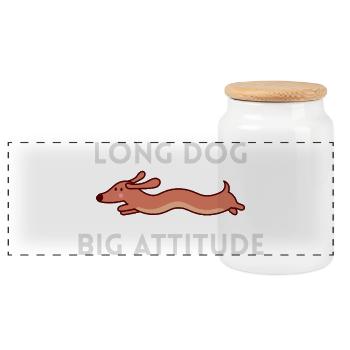Long Chien Grand Caractère Teckel - Boîte à biscuits avec couvercle en bois - blanc - Devant