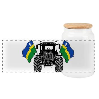 Flevoland_Tractor_Pride - Panorama Keksdose mit Holzdeckel - Weiß - Vorne