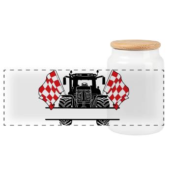 Brabant_Tractor_Custom_Edition - Panorama Keksdose mit Holzdeckel - Weiß - Vorne