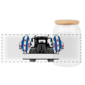 Friesland_Tractor_Custom_Edition - Panorama Keksdose mit Holzdeckel - Weiß - Vorne