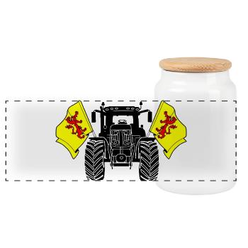 Sud Holland_Tractor_Pride - Boîte à biscuits avec couvercle en bois - blanc - Devant