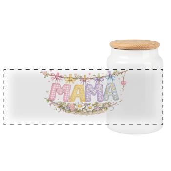 Mama Blumen & Pastell | Muttertagsgeschenk - Panorama Keksdose mit Holzdeckel - Weiß - Vorne